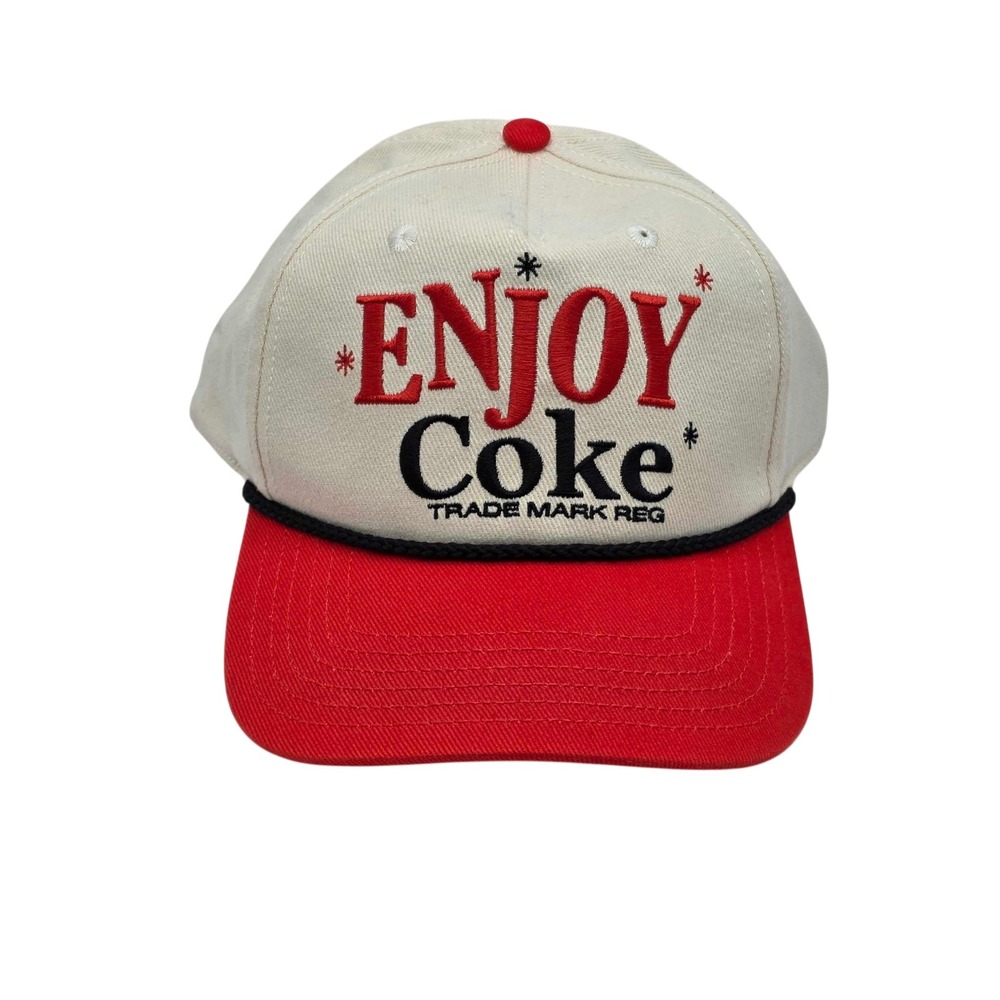 Coca-Cola Enjoy Coke Rope Snapback Hat Cap Beige Red Black Adjustable NWT OSFM